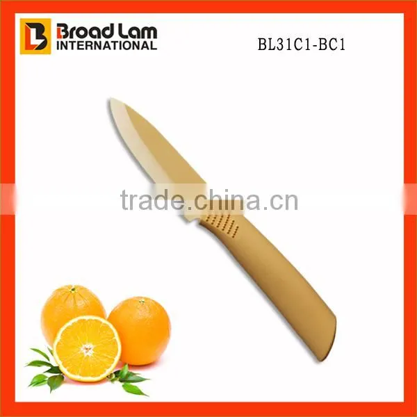 Brown Color Zirconia Blade Fruit knife and ABS+TPR coating Handle