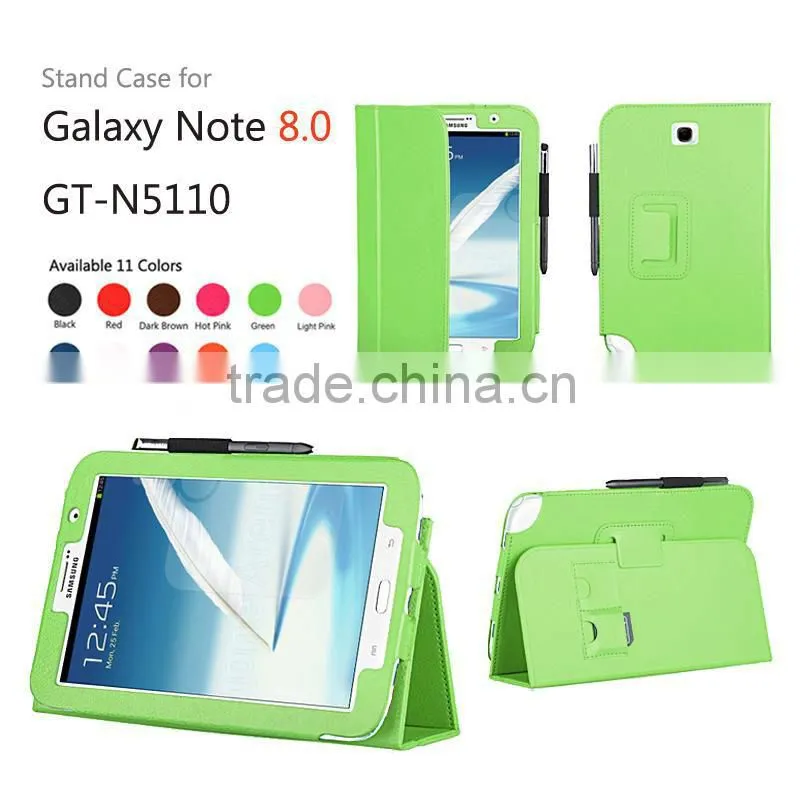 Multi angle foldable Luxury Leather PU STAND case for samsung galaxy note 8.0 GT-N5110 tablet