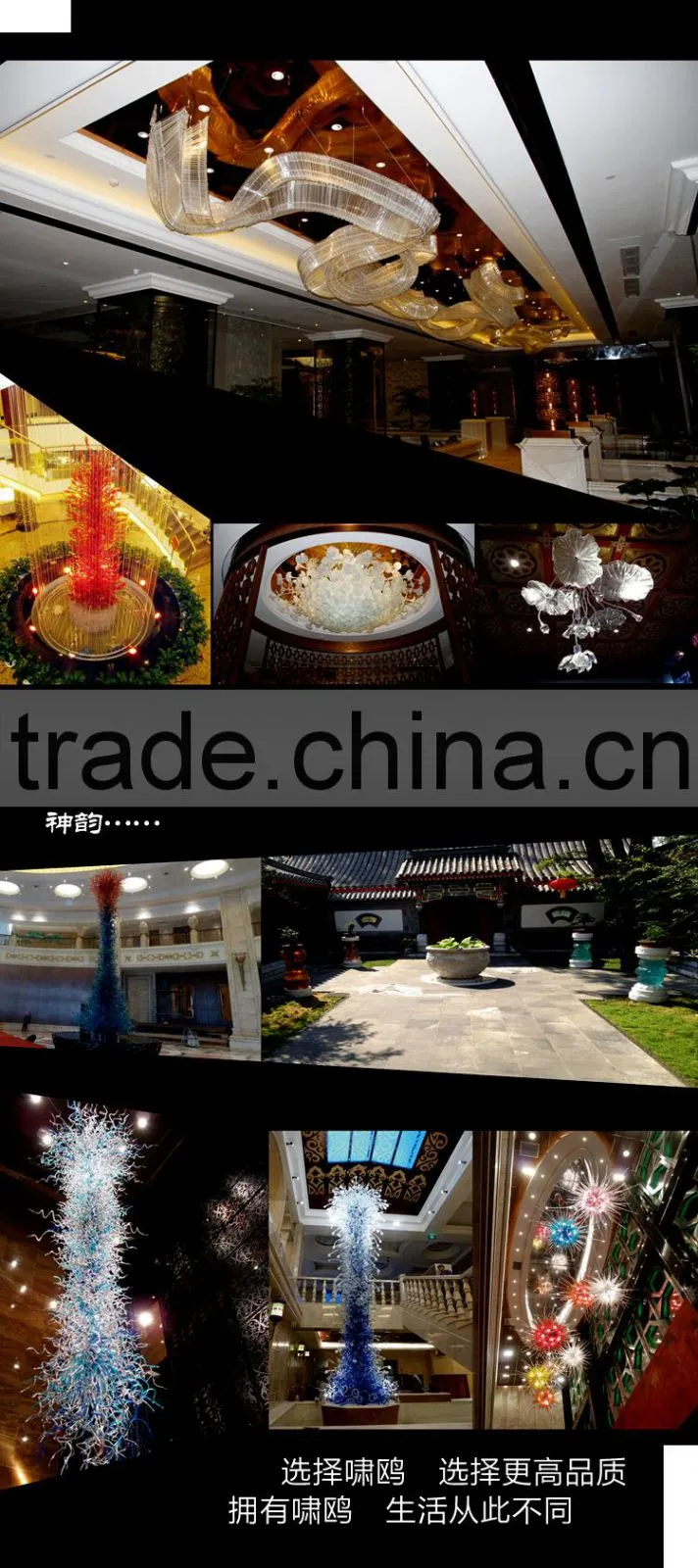 hand blown glass chandelier decoration XO-20150619 Modern glass chandelier from famous Chinese glass artist Mr Ou LianHua