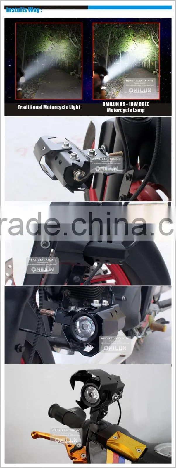 Factory direct 5W U8 LED motorcycle headlights with Good price