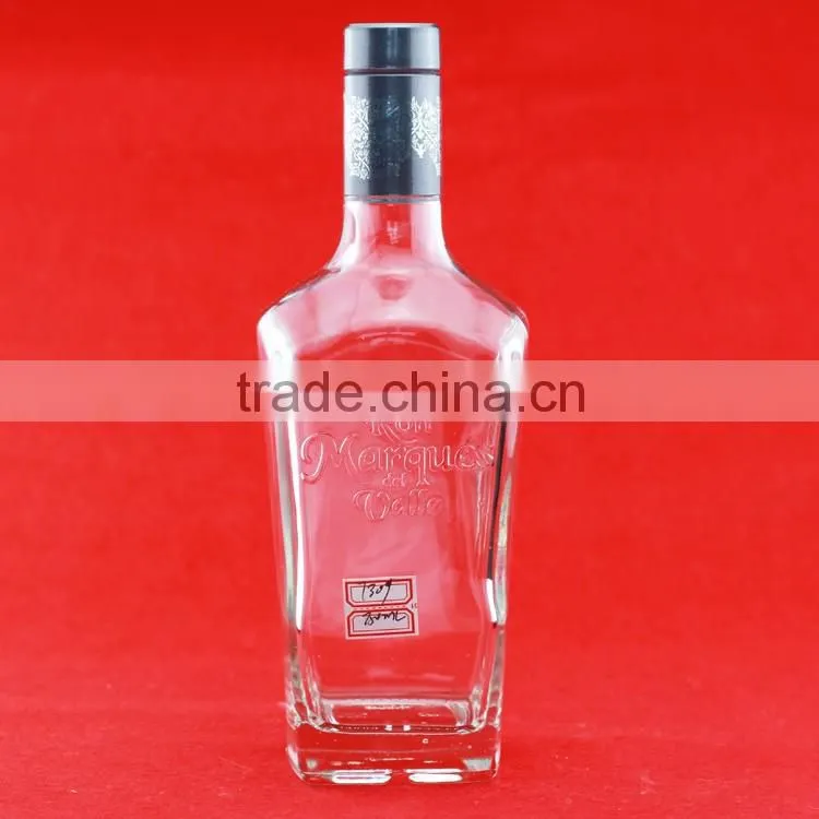 New design boston round bottle square glass liquor bottle liquor bottle factory