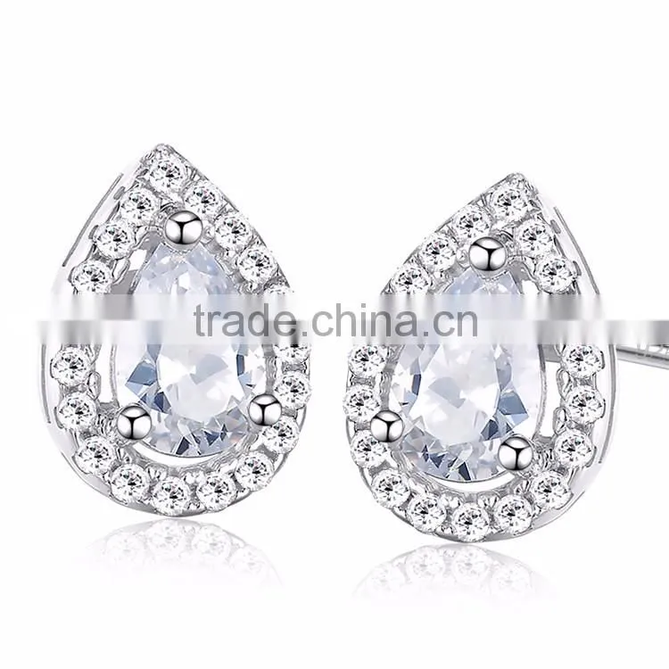 Bling Jewelry Womens Sterling Silver Micro Pave CZ Teerdrop Stud Earrings