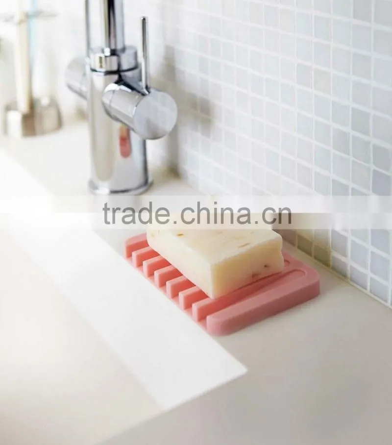 Unbreakable colorful bathroom washable Silicone Soap holder drying tray soap saver