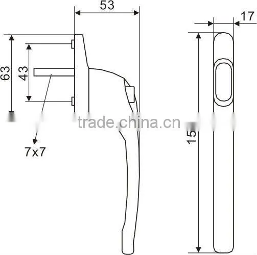 60123632* Zinc alloy door and window handle with lock