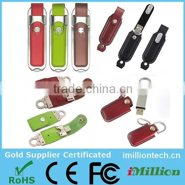Leather Key Chain USB 2.0 Enough Memory Stick Pen Flash Drive U Disk 8G 16G
