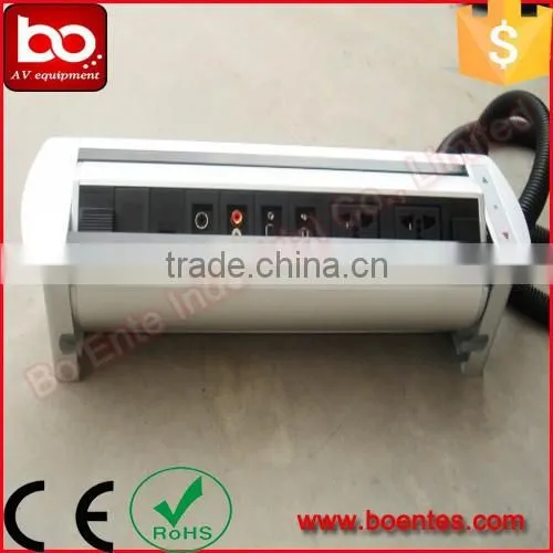 Aluminum Alloy Office Desktop Motorized Rotatable Power Outlets with Press Control for Electrical Socket