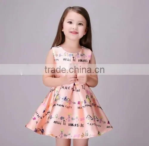 2016 lovely baby girl designer one piece party dress summer hot sale party dress for 2-12 years old girls