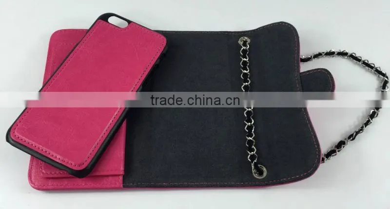 fashion style PU leather wallet case with mirror and card holder for iPhone 6