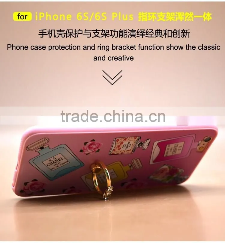 Hot Selling Perfume TPU+PC 2-in-1 Hybrid Pattern Phone Cases With Ring Bracket For iPhone 6s Plus