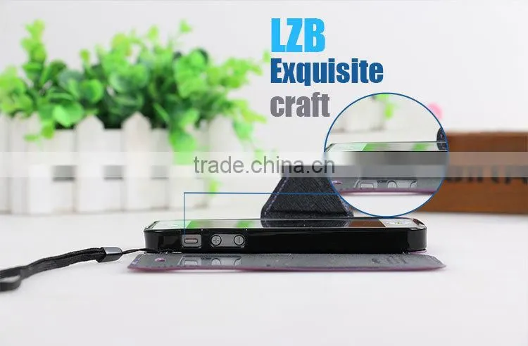 LZB Fashion contrast color series view windows smart leather flip case for Apple iphone 5G
