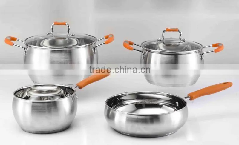 6Pcs Stainless Steel Cookware With Silicone Knob
