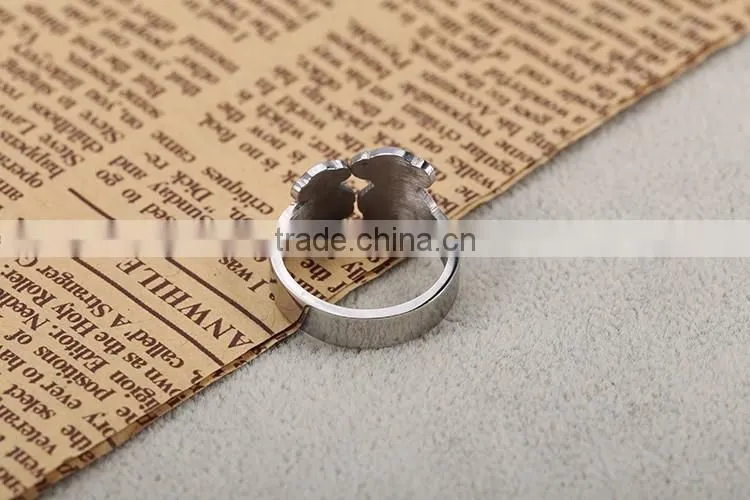 Wholesale Fashionable classical style silver stainless steel double bear finger ring