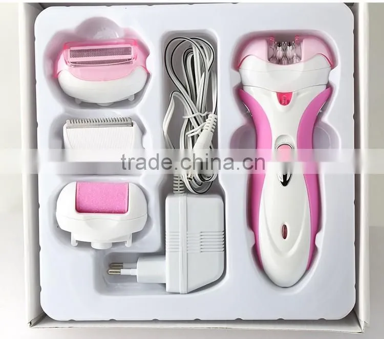 Kemei2531 New 4 in 1 Multi-function Women Shave Electric Epilator & Foot Care Callous Remover