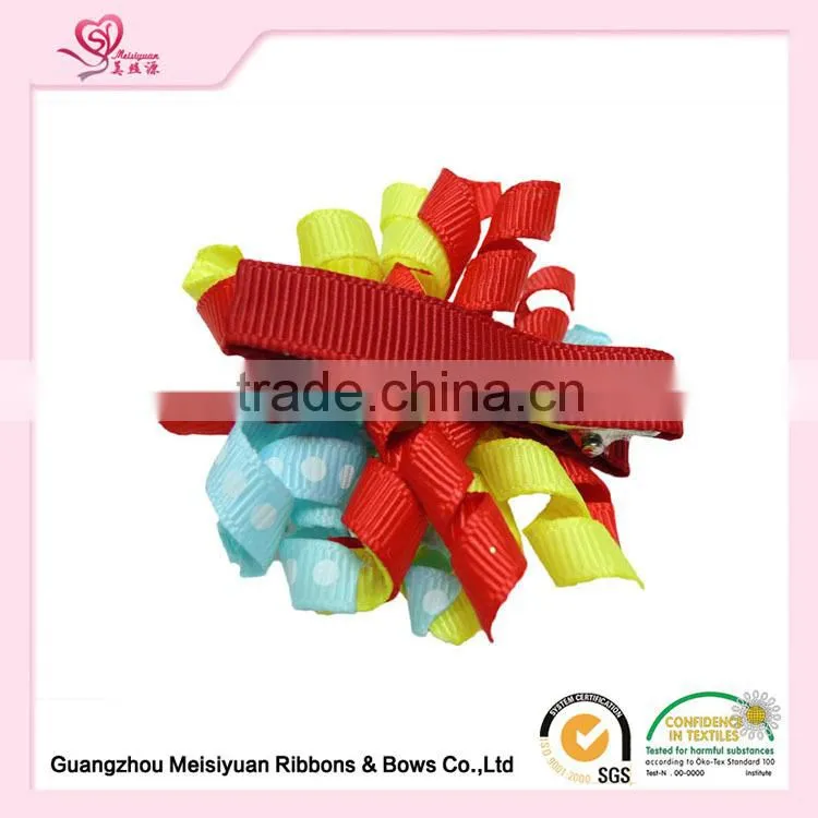 Factory price directly custom design ribbon pompom flowers for headwear accessories