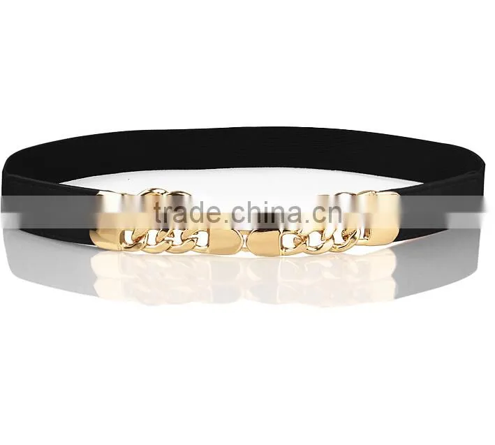 Hot sale fashion metallic gold belt elastic running belt