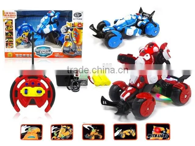 Good selling! R/C car,China alibaba children toy strong stability plastic toy r/c deformation robot stunt sports car with ligth