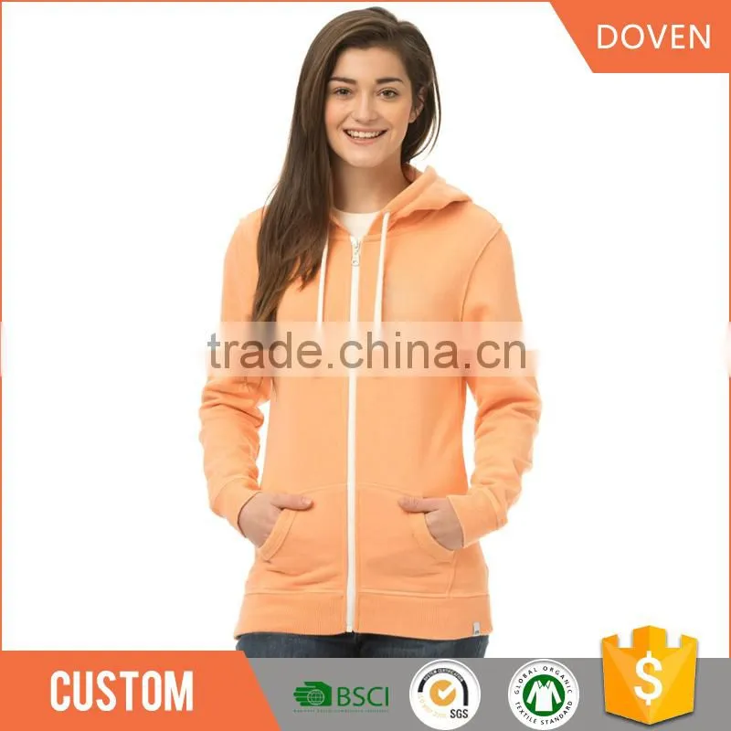 Custom design ladies full zip hoodie/sweatshirt