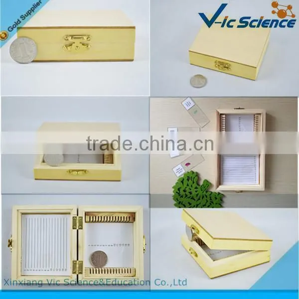 15pcs custom school use biology slides wooden box