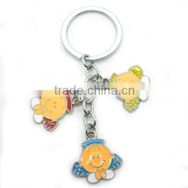 wholesale alloy keychain with 3 PVC angel,angel keychain