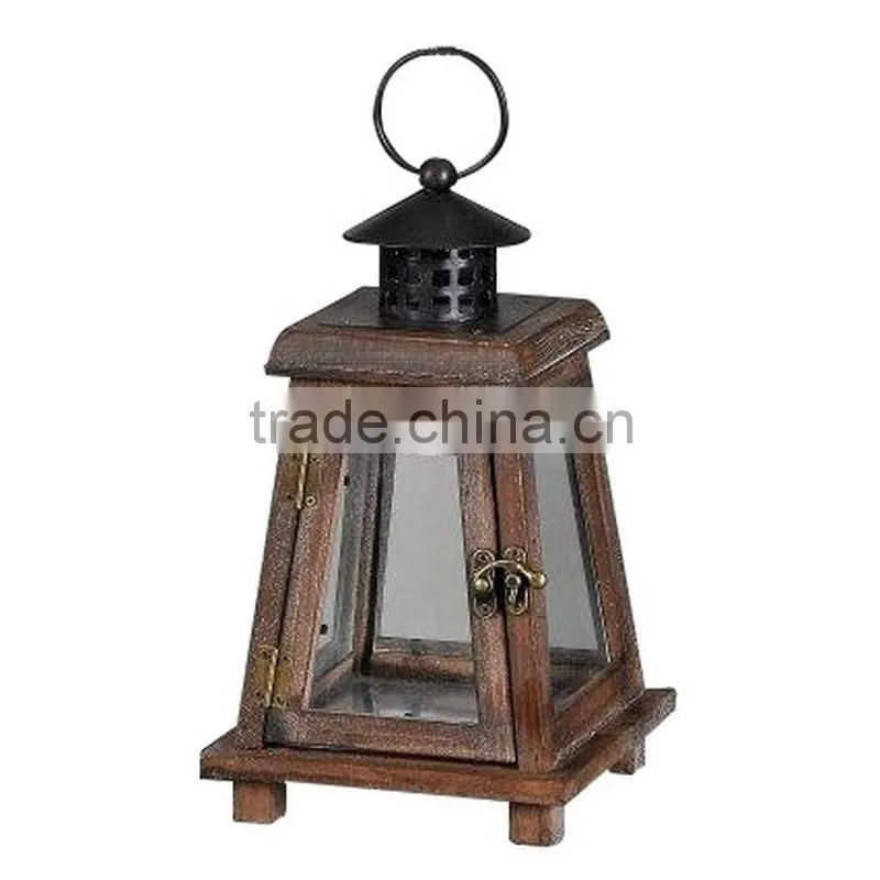 Small wooden lanerns glass candle holder best price