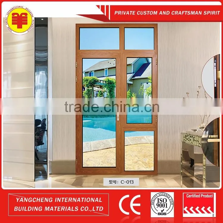 Style aluminum 1.4mm double layer glass casement window models with handle for family