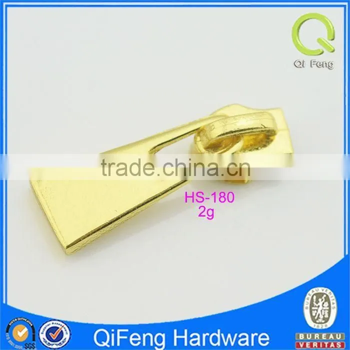 HS-180 gold zipper puller custom metal bag part gold simple design