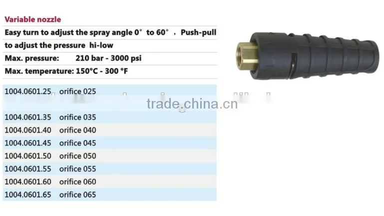 high pressure easy adjust spray angle pressure hi-low variable nozzle