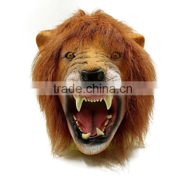 Halloween Costume Ideas Funny Carnival Real Animal Lion Latex Mask