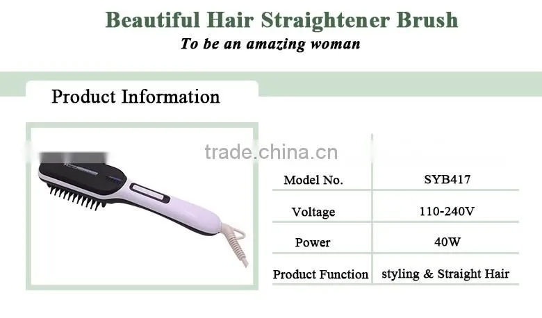 Popular Hot Sell Steam Hair Brush Ceramic Brush Straightens Hair Comb with LCD Display as Seen on TV