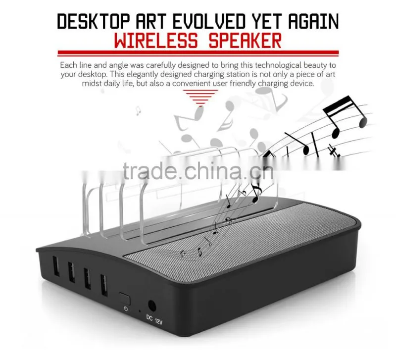 VOXLINK NEW 30W bluetooth wireless speaker 4 Ports USB Charger Charging Station Dock