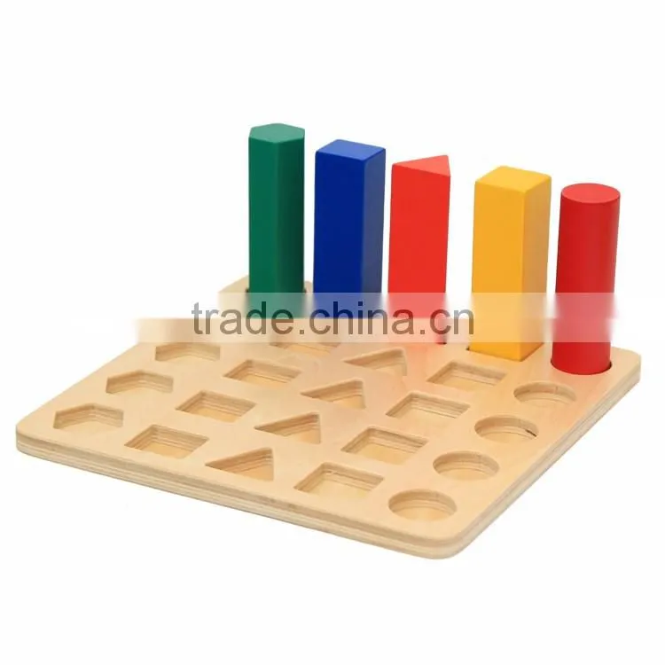 Ealy education Montessori Wood baby Toy Geometry Cylinder Ladder block puzzle