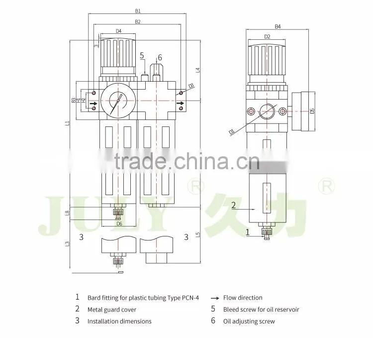 Exquisite JULY new style brand filter-regulator-lubricator combinations for two-poin FRL