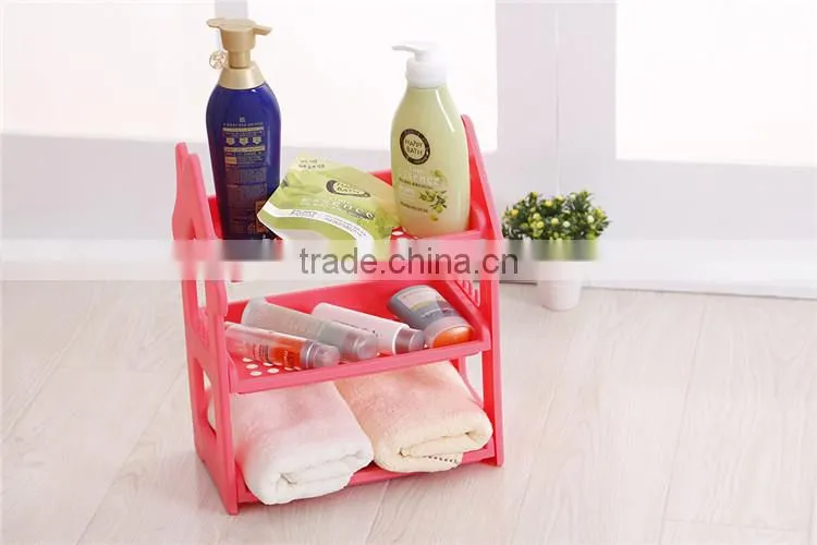 3-Shelf Multifunction Shelving Unit Plastic Storage Rack with Home Shape Wine Organizer
