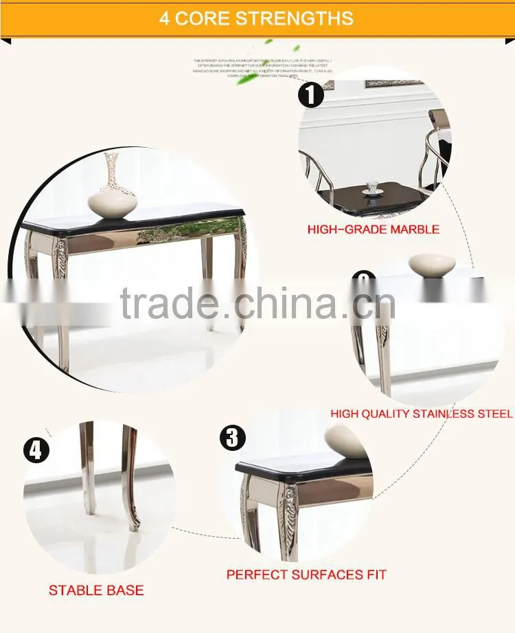 F364 Stainless Steel Marble Top Console Table on Sale