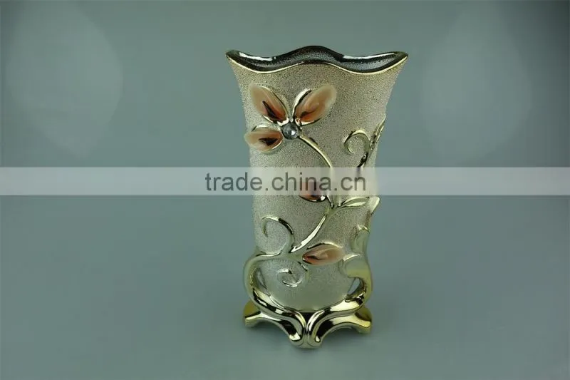 ceramic vases,decorative ceramic vases for hotels,ceramic eletro-plated golden vases