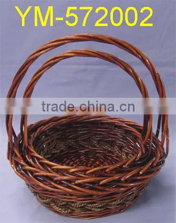 High Handle Decorative Willow Gift Basket for Flowers