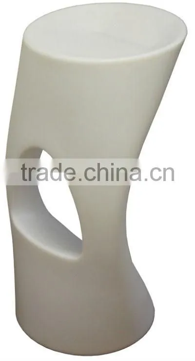 nightclub PE plastic made nighclub bar stool /colorful changing led light up standing bar stool