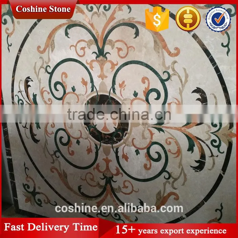 Beautiful flower beige marble medallion floor tiles marble