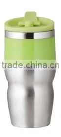 450ml stainless steel inner plastic outer steel vacuum cup/auto mug/Travel mugs with TPR handle