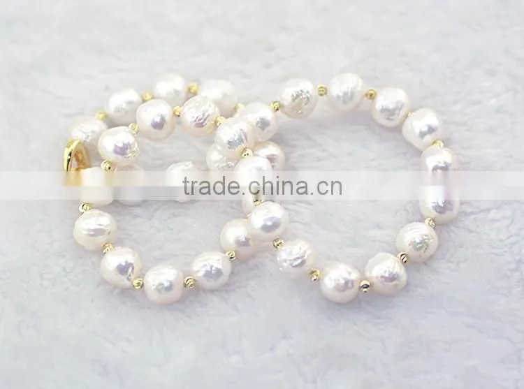 11-12mm white Eaison Pearl with 14K Gold clasp necklace