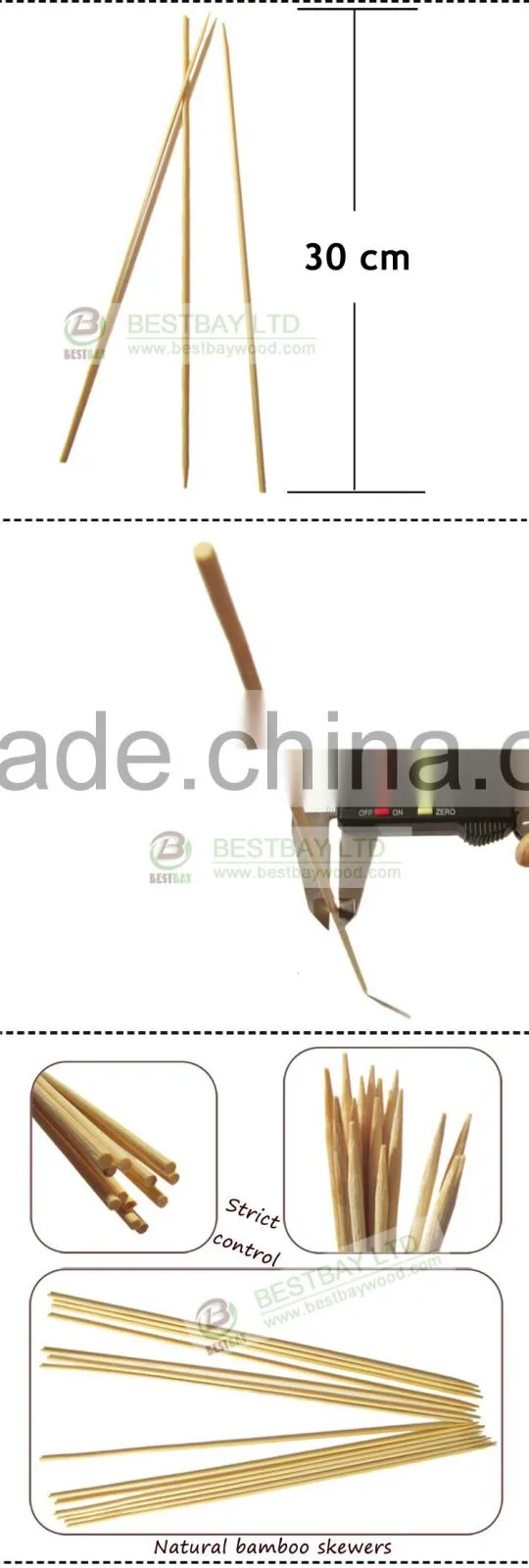 Wholesale Natural BBQ Use 20cm 30cm 40cm 50cm Bamboo Skewer