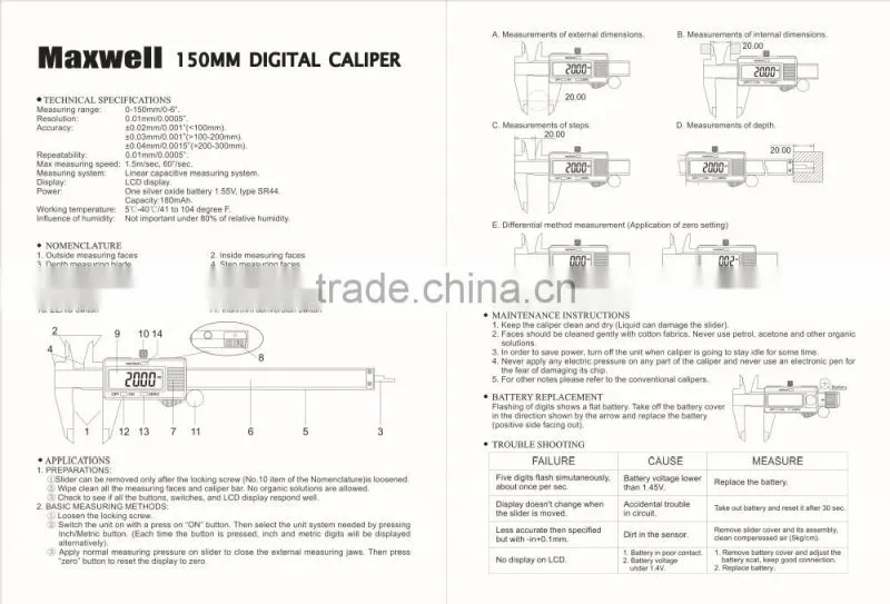 150mm Digital Vernier Caliper Price ROHS