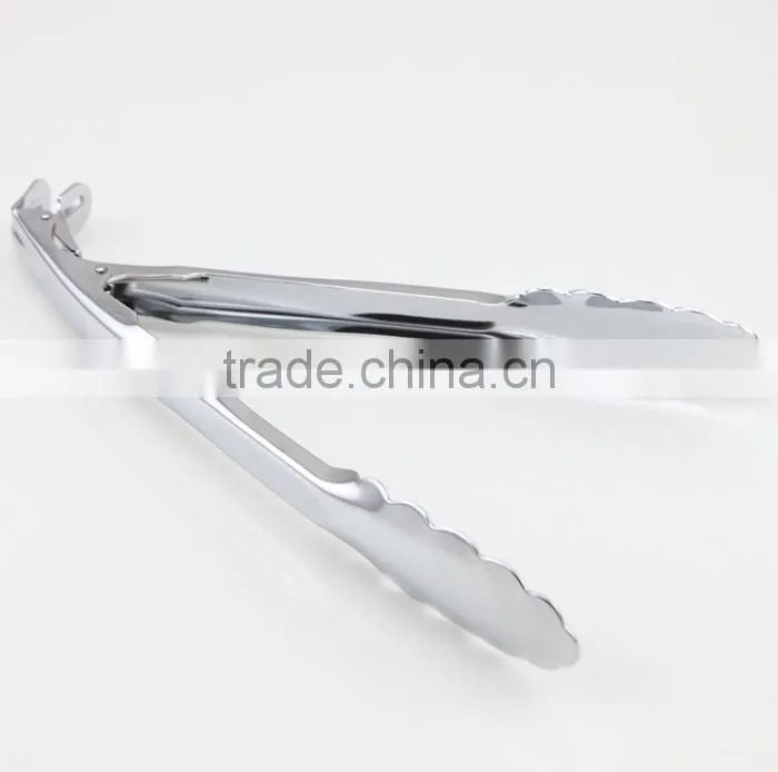 12 Inch All Stainless Steel Locking Kitchen Food Tongs