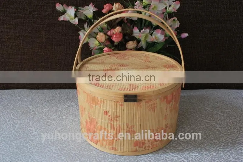 Environmental bamboo basket with handle