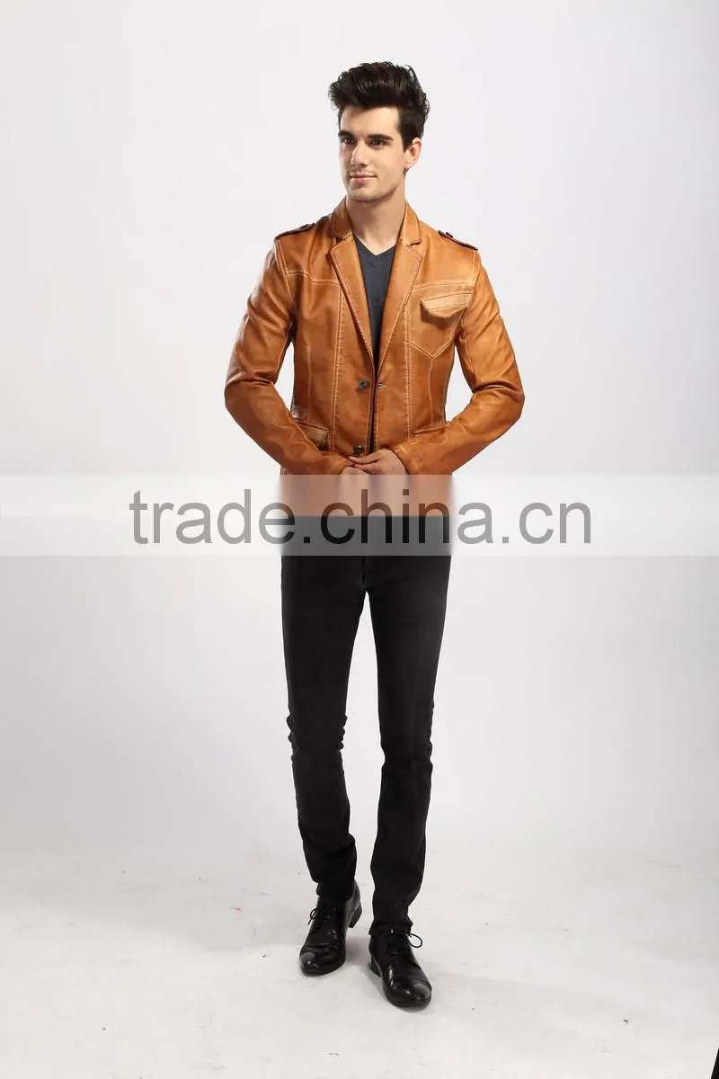 2017 Stylis Slim Fit Men PU Leather Jacket