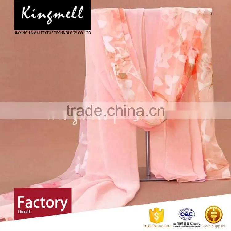 Custom-made fashion digital printed colorful silk chiffon scarf shawl