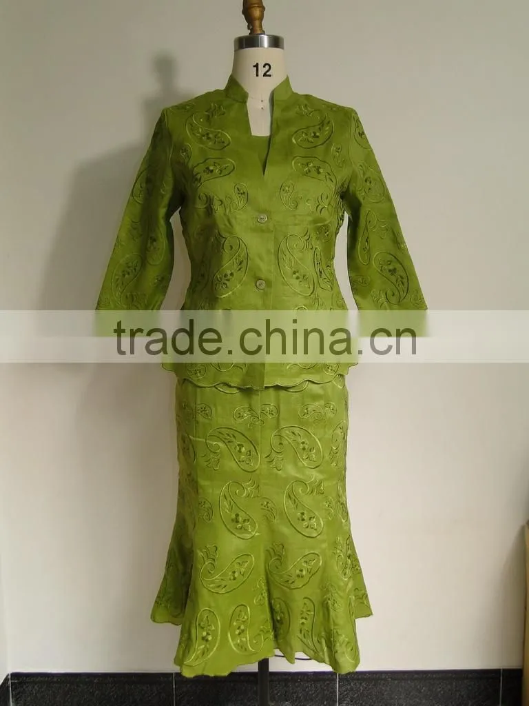 2015 women's skirt suits with heavy embroidery