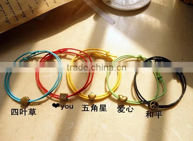 smile face charms suede leather bracelet custom logo charm leather bracelet