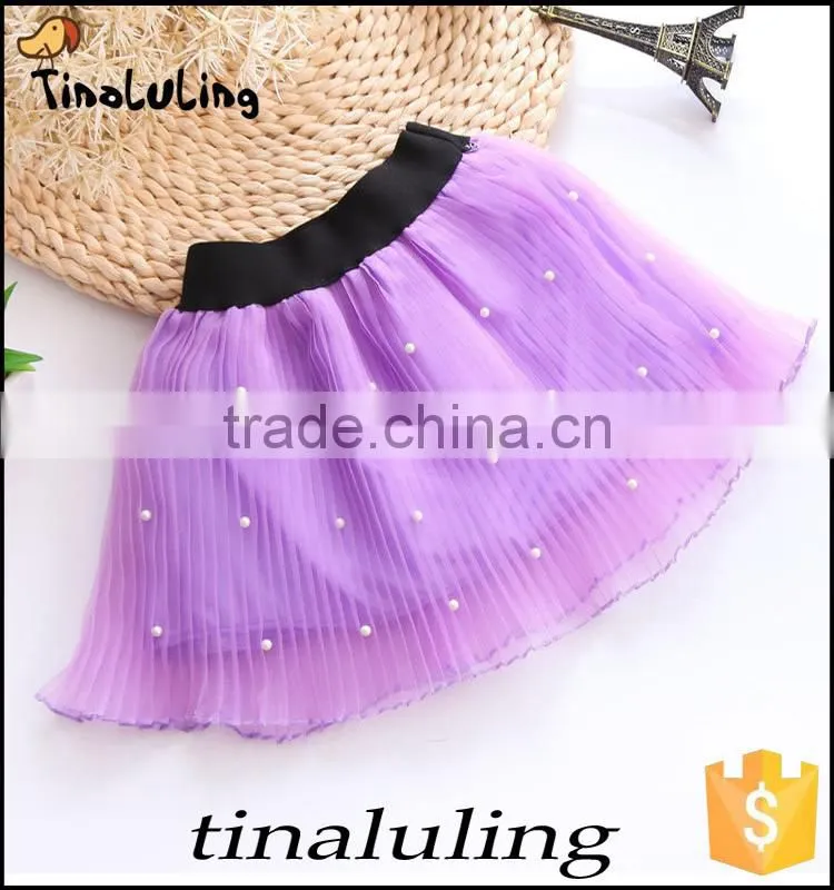 girls red tutu skirts with pearl children black elastic band mini skirts