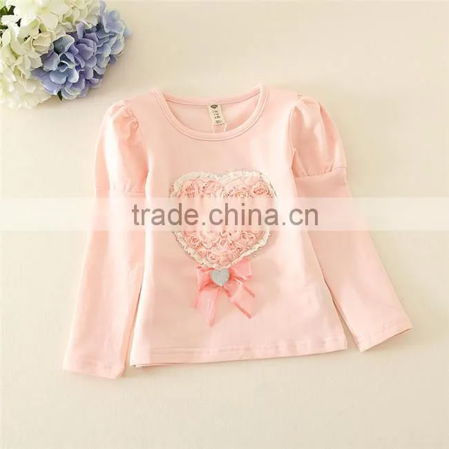 Factory in-stocj supply embroidered undershirts solid colors long sleeves girl undershirt MOQ 5pcs
